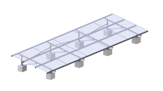 3 Kolom Struktur Aluminium Kelas Tinggi Untuk Panel Surya Sistem PV Tanpa Bingkai yang Dipasang di Tanah